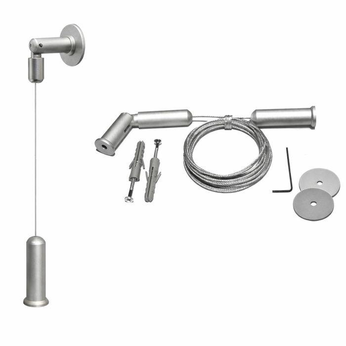Cable display kit . Wall-to-floor with wires and fittings in satin finish