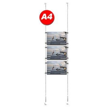 3x A4 Poster Holder Cable Display - Landscape